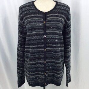 Talbots Cardigan Sweater Size XL Beaded Wool Angora Rabbit Hair Cashmere Blend